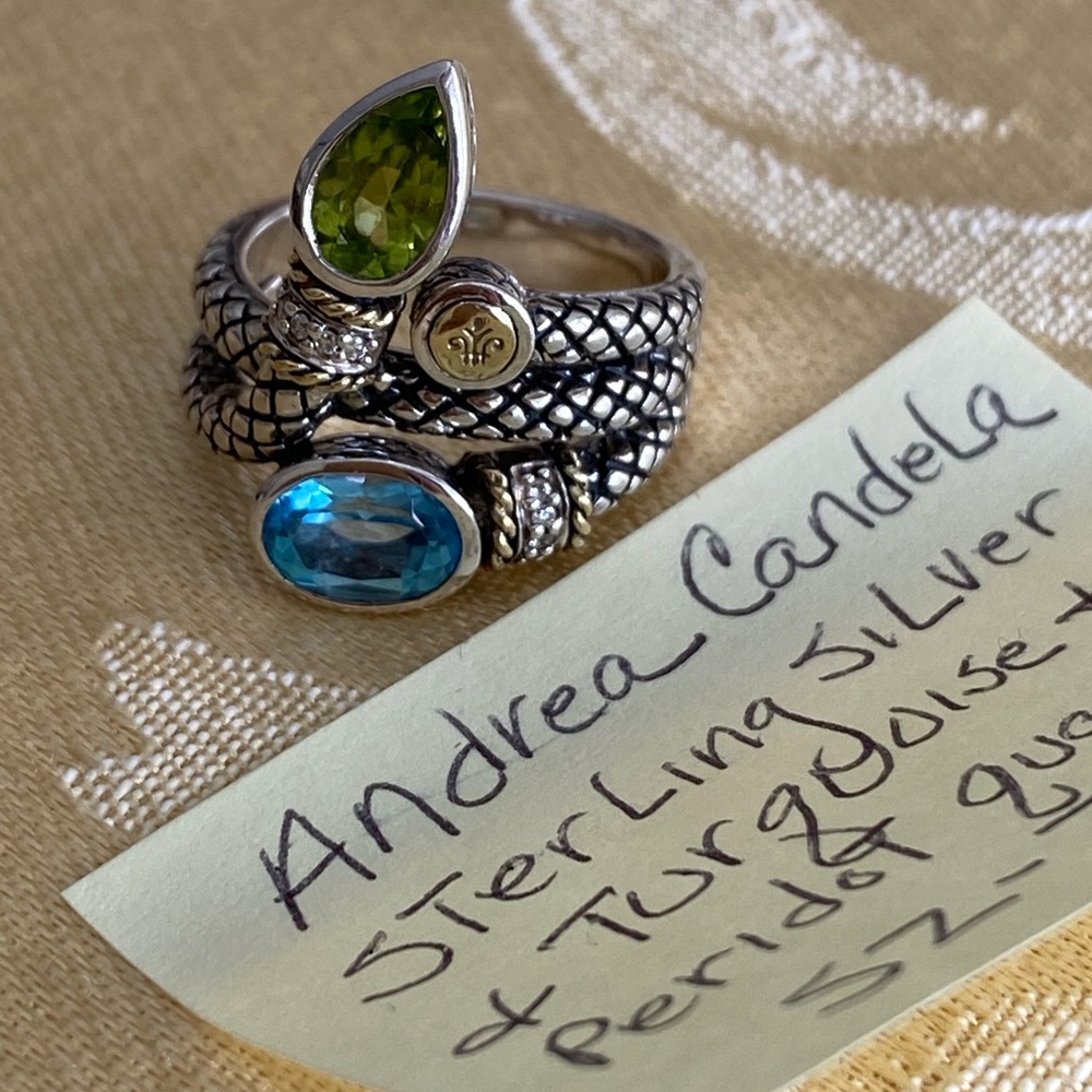 Andrea Candela topaz & peridot quartz 925 18k ring